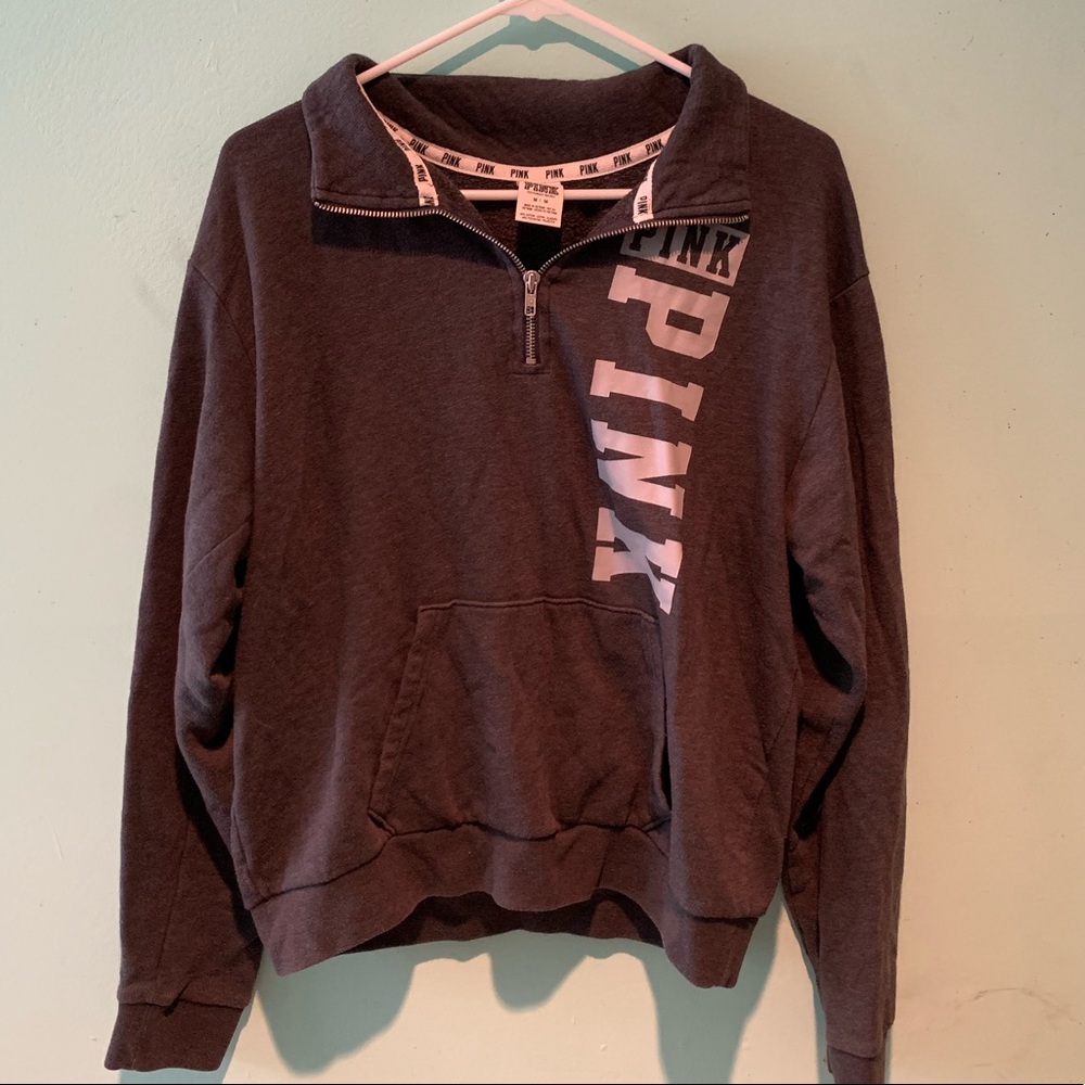 VICTORIA’S SECRET PINK gray quarterzip sweatshirt